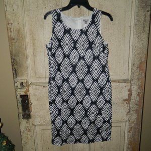 J. Jill Linen Geometric Design Zip Back Sleeveless Lined Dress 4 Women (BB-15)